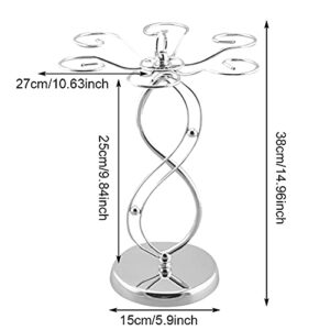 CALIDAKA Countertop Wine Glass Holder Stemware Rack Freestanding Tabletop Stemware Storage Rack with 6 Hooks(Silver)