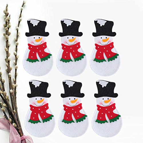 Amosfun 6pcs Christmas Cutlery Gift Bag Tableware Holders Silverware Holder Pockets for Christmas Table Decoration (Snowmen)