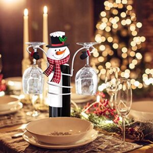 Christmas Holiday Wine Bottle & Glass Holders Countertop, Hold 1 Wine Bottle and 2 Glasses, Perfect for Home Decor & Kitchen Storage Rack, Bar, Wine Cellar, Cabinet, Dining Tabletop (Set of 3)