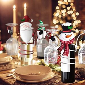 Christmas Holiday Wine Bottle & Glass Holders Countertop, Hold 1 Wine Bottle and 2 Glasses, Perfect for Home Decor & Kitchen Storage Rack, Bar, Wine Cellar, Cabinet, Dining Tabletop (Set of 3)