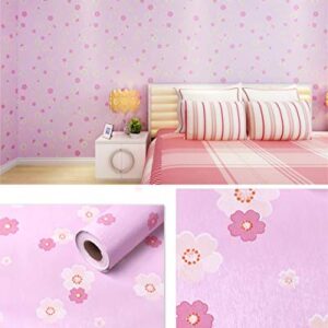 PoetryHome Self Adhesive Vinyl Pink Flower Wall Paper Shelf Liner Cabinets Dresser Drawer Liner Peel and Stick Vintage Floral Wallpaper Roll 17.7x117 Inches