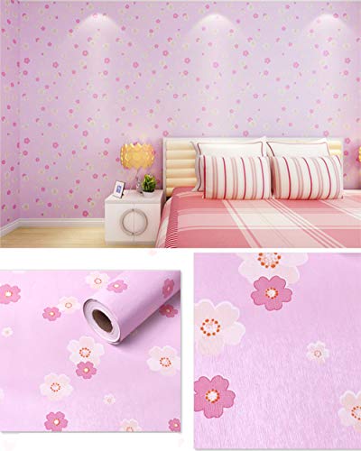 PoetryHome Self Adhesive Vinyl Pink Flower Wall Paper Shelf Liner Cabinets Dresser Drawer Liner Peel and Stick Vintage Floral Wallpaper Roll 17.7x117 Inches