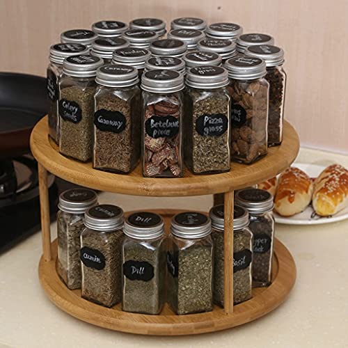 sara-u Round Bamboo Turntable Cabinet Storage Rack, 2-Layer Spice Rack, Detachable Rotating Tray Storage Rack, Suitable for Solid Wood Storage Racks for Kitchen Cabinets