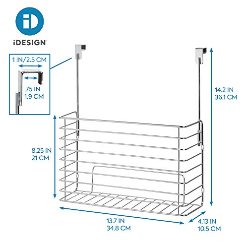 iDesign Classico Metal Over the Cabinet Kitchen Bakeware Organizer Basket for Cutting Boards, Baking Sheets, Pans, 13.73" x 5.18" x 14.2" - Chrome