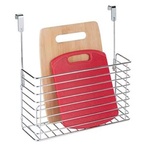 iDesign Classico Metal Over the Cabinet Kitchen Bakeware Organizer Basket for Cutting Boards, Baking Sheets, Pans, 13.73" x 5.18" x 14.2" - Chrome