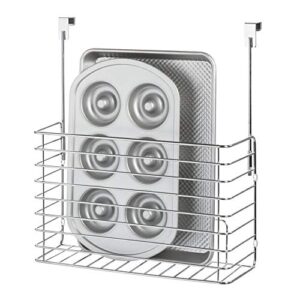 iDesign Classico Metal Over the Cabinet Kitchen Bakeware Organizer Basket for Cutting Boards, Baking Sheets, Pans, 13.73" x 5.18" x 14.2" - Chrome