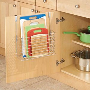 iDesign Classico Metal Over the Cabinet Kitchen Bakeware Organizer Basket for Cutting Boards, Baking Sheets, Pans, 13.73" x 5.18" x 14.2" - Chrome