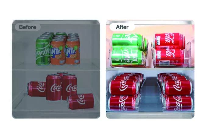 Clear Soda Can Organizer for Fridge, Kitchen, Pantry, Cabinets, Countertop Beverage Holder Set of 1