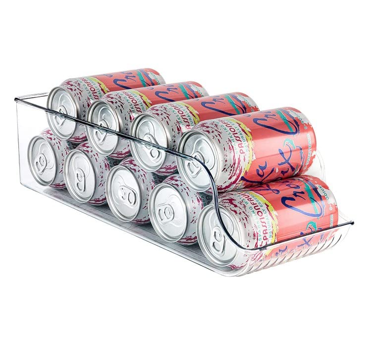 Clear Soda Can Organizer for Fridge, Kitchen, Pantry, Cabinets, Countertop Beverage Holder Set of 1