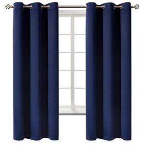 bgment blackout curtains for bedroom – grommet thermal insulated room darkening curtains for living room, set of 2 panels (42 x 63 inch, navy blue)