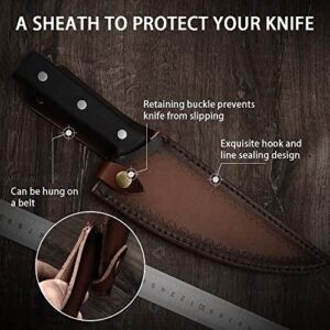 8" Straight Knife Sheath, Vertical Knife Sheaths Belt Leather Knife Sheath Holder for 8'' Kitchen Chef Knife