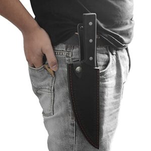 8" Straight Knife Sheath, Vertical Knife Sheaths Belt Leather Knife Sheath Holder for 8'' Kitchen Chef Knife