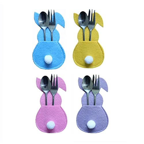 Easter Bunny Felt Cutlery Holder Bag Happy Easter Decorations for Home Cutlery Bag Rabbit Cover Accessories Tableware