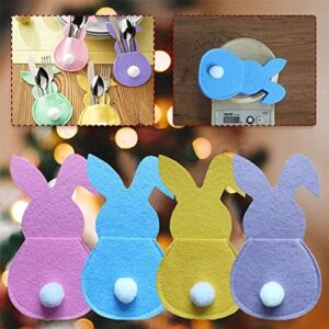 Easter Bunny Felt Cutlery Holder Bag Happy Easter Decorations for Home Cutlery Bag Rabbit Cover Accessories Tableware