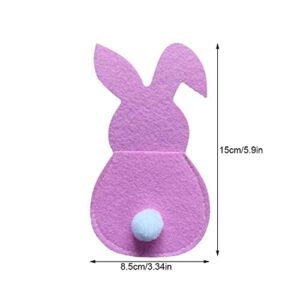 Easter Bunny Felt Cutlery Holder Bag Happy Easter Decorations for Home Cutlery Bag Rabbit Cover Accessories Tableware