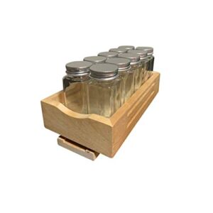 cabinetrta wood pull out spice rack organizer for cabinet – 5.5″(w) x 10″(d) x 2″(h) for upper kitchen cabinets and pantry closet, for spices, sauces, canned food etc…