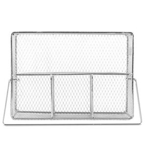 G.E.T. Enterprises Stainless Steel 9.375" x 6.875 Mesh Wire Flatware Basket, 4.5" Deep Iron Chrome Plated Condiments Collection WB-700 (Pack of 1)