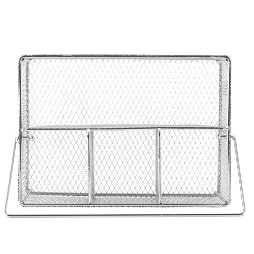 G.E.T. Enterprises Stainless Steel 9.375" x 6.875 Mesh Wire Flatware Basket, 4.5" Deep Iron Chrome Plated Condiments Collection WB-700 (Pack of 1)