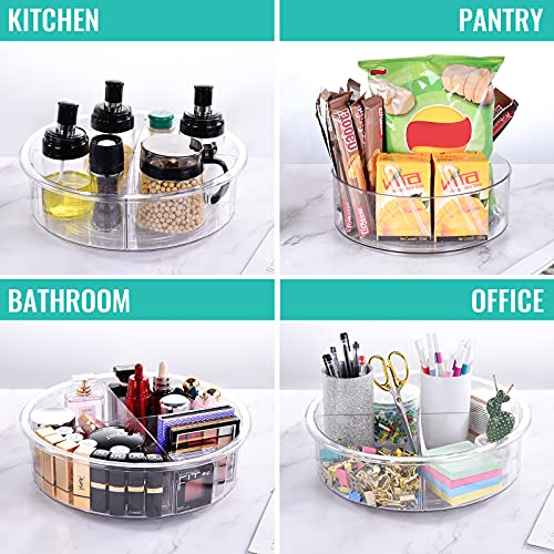 LITPRIN Lazy Susan Turntable Cabinet Organizer, Kitchen Pantry Organization and Storage with Dividers for Cabinet, Pantry, Fridge, Countertop, Kitchen, Vanity, 2 Pack（12"&9")