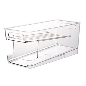 chbc fridge bin bpa-free plastic beverage can organizer without lid, clear, 13.39in x 15.3in x 5.31in