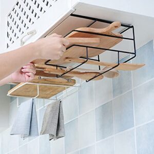 VOSAREA Kitchen Cutting Board Rack Punch Free Double Deck Chopping Board Organizer Towel Holder with Drip Tray Iron Baking Pan Dishcloth Rack White