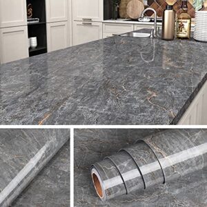 livelynine 197 x 36 inch wide dark grey marble contact paper waterproof peel and stick countertops marble paper kitchen countertop vinyl wrap marble countertop peel and stick table top dresser cover