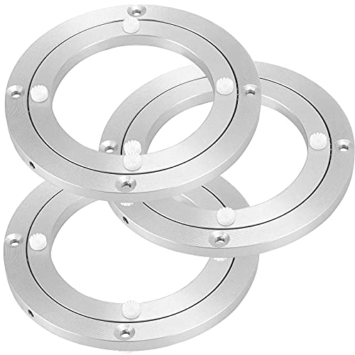 MUKLEI 3 Pack 5.5 Inch Aluminium Alloy Turntable Bearings, Heavy Duty Lazy Susan Hardware Rotating Bearing Turntable for Rounding Dining Table, 110 lbs Max Load Bearing Capacity