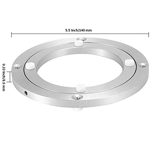 MUKLEI 3 Pack 5.5 Inch Aluminium Alloy Turntable Bearings, Heavy Duty Lazy Susan Hardware Rotating Bearing Turntable for Rounding Dining Table, 110 lbs Max Load Bearing Capacity