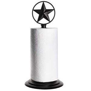 black rustic texas star paper towel holder – country farmhouse iron metal primitive kitchen countertop paper towel holders, western style stand for paper towels, table decor (paper towel holder)