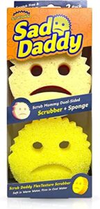 scrub daddy sad mommy and daddy – scratch-free multipurpose dish sponge – bpa free & made with polymer foam – stain, mold & odor resistant kitchen sponge (2 count)
