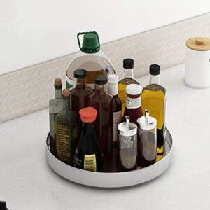 Lazy Susan Stainless Steel Turntable Organizer Rotating Spice Rack Make Up Storage Tray Spinning Container for Cabinets, Pantry, Fridge, Bathroom, Countertop