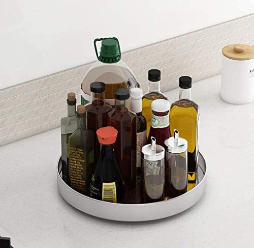 Lazy Susan Stainless Steel Turntable Organizer Rotating Spice Rack Make Up Storage Tray Spinning Container for Cabinets, Pantry, Fridge, Bathroom, Countertop