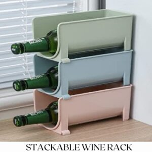 Wine and Water Bottle Holder, Vertical Stackable Wine Rack, Kitchen Storage Organizer for Fridge, Home Bars, Pantry and Cabinets Organization, Countertop Free-Standing Wine Shelf, 3 Pack