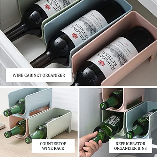 Wine and Water Bottle Holder, Vertical Stackable Wine Rack, Kitchen Storage Organizer for Fridge, Home Bars, Pantry and Cabinets Organization, Countertop Free-Standing Wine Shelf, 3 Pack