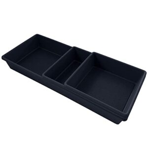 Edge Tray Bins 3 Pack Multi Use Storage for Kitchen Darwers, Office and Bathroom Non-Slip Durable Rubber Lining, Navy - Large