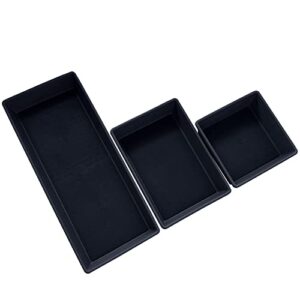 Edge Tray Bins 3 Pack Multi Use Storage for Kitchen Darwers, Office and Bathroom Non-Slip Durable Rubber Lining, Navy - Large