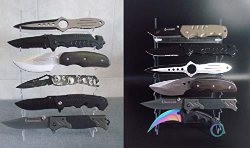 2 Sets Six Layers Heavy Duty acrylic Knife Display Stands,Pocket Knives Cabinet Holder,Hunting Survival Knife Rack