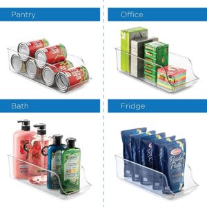 4 Pack Refrigerator Organizer Bins, Pop Soda Can Dispenser and Water Bottle Organizer Set for Fridge, Freezer, Kitchen, Countertops, Cabinets - Clear Plastic Pantry Beverage Holder Storage Rack