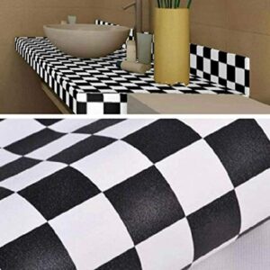 Self-Adhesive Black & White Grid Adhesive Paper Counter Top Vinyl Furniture Cabinets Wardrobe Shelf Liner Wallpaper 17.7 Inch by 98Inch