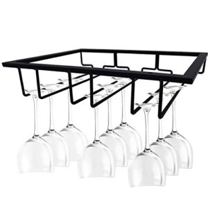 ronyoung wine glass holder – stemware rack under cabinet metal wine glass holder glasses storage hanger organizer for cabinet kitchen bar (3 rows,black)