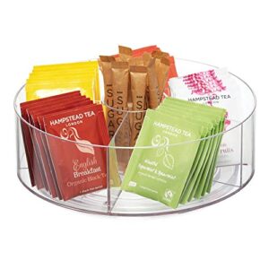 iDesigniDesign Recycled Plastic Extra-Large Bin, 10” x 8” x 5 & Cabinet Binz Divided Rotating Turntable Tea Packet Organizer, 9" x 9" x 3.01", CleariDesign