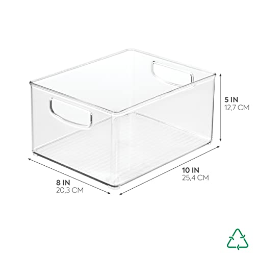 iDesigniDesign Recycled Plastic Extra-Large Bin, 10” x 8” x 5 & Cabinet Binz Divided Rotating Turntable Tea Packet Organizer, 9" x 9" x 3.01", CleariDesign