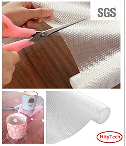 HityTech Shelf Liner, EVA Shelf Liners Can Be Cut Refrigerator Mats Fridge Cushion Liner Non-Adhesive Cupboard Liners Non-Slip Cabinet Drawer Table Liners - 59 x 17 3/4 in - Transparent