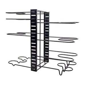 pot rack organizers, lid organizer for pots and pans, 8 tiers pots and pans organizer with 3 diy methods, adjustable pot lid holders pan rack for kitchen counter and cabinet by kaukko (kks21-8 tiers)