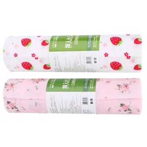 doitool 2 rolls waterproof shelf liners kitchen drawer mats anti- oil rose strawberry printed cupboard pad refrigerator liners table place mat for kitchen cabinet