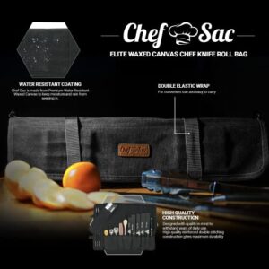 Chef Sac Elite Chef Knife Roll Bag with 10-Pack Knife Guards Included