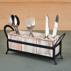 CUT02WW Wooden Utensil Cutlery Holder Caddy Flatware and Silverware Organizer Spoons, Forks, Knifes and Napkin Supplie