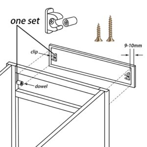 False Front Cabinet Clips, Hosrnovo 4 Pairs with Screws Reinforced Sink Tip-Out Snap for Kitchen Cabinet Drawer Fronts Replace/2 Drawers