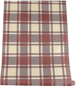 peel and stick farmhouse style plaid contact paper shelf liner for kitchen cabinets pantry table dresser drawer furniture wall decal 17.7x117 inches