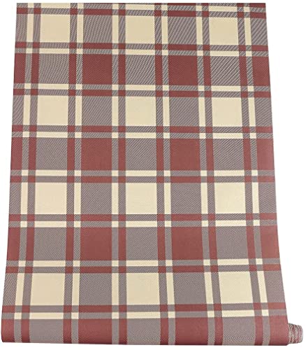 Peel and Stick Farmhouse Style Plaid Contact Paper Shelf Liner for Kitchen Cabinets Pantry Table Dresser Drawer Furniture Wall Decal 17.7X117 Inches